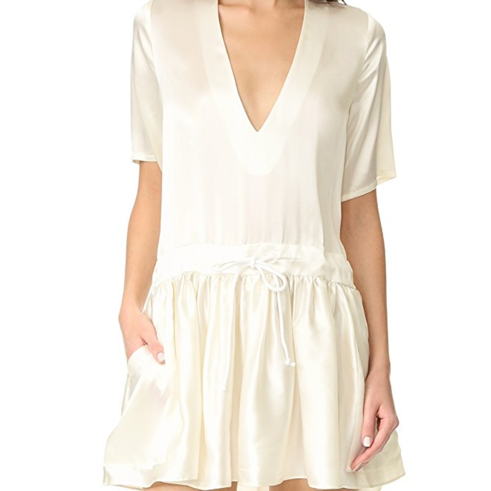 White Satin Drawstring Dress by Matín